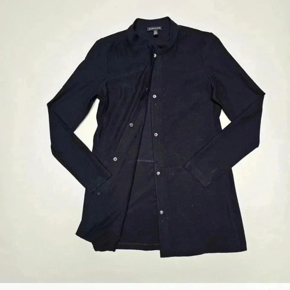 Eileen Fisher Black Lightweight Jacket w/ Standup Collar, size XXS - Picture 1 of 6
